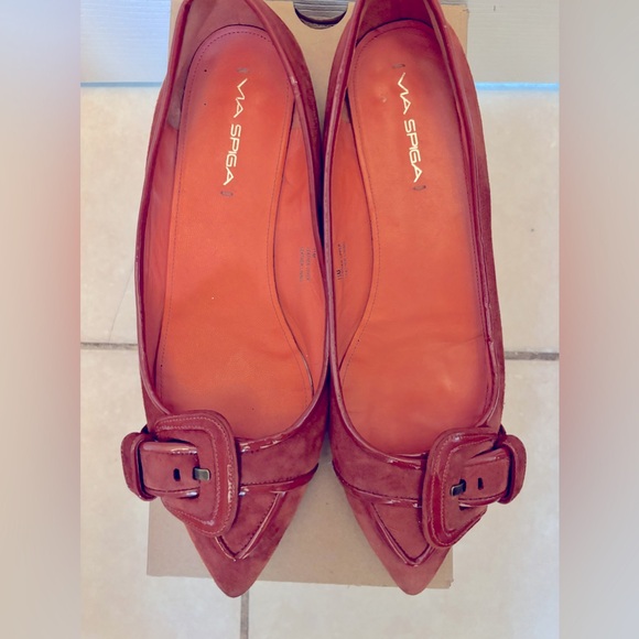 Via Spiga Shoes - Via Spiga Burgundy Flats with Buckle